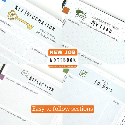 New Job Notebook Onboarding & Onwards! - Hardcover Guided Journal For Work, Business, Office Professionals Starting a Job, A5 Size (5.8 x 8.3 inch), 185 Pages, 120gsm Paper, Personal Organizer, Grey