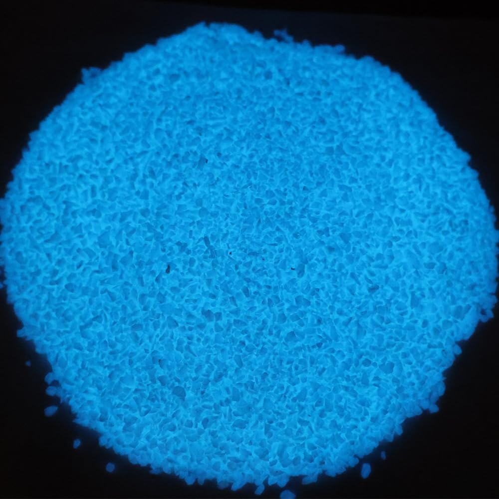 Emineyo Glow in the Dark Gravel Stones,Aquarium Gravel,Aquarium Sand,Decorative Glow Gravel Rocks for Fairy Garden Fish Tank Succulents Pot Vase Filler Decor, 1 Pound (Sky Blue, 1-3mm)