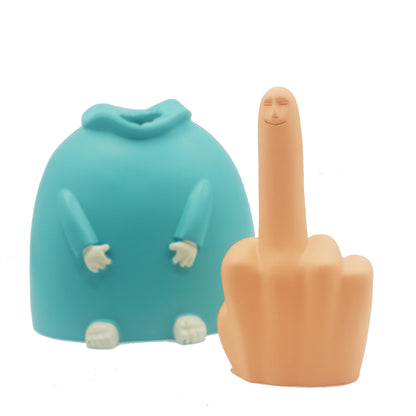 Junwait Funny Smiling Middle Finger Statue Ornaments, Novelty Resin Finger Man Sculpture Decorations, Quirky Middle Finger Hand Statue for Table Shelf Office Desktop Decoration
