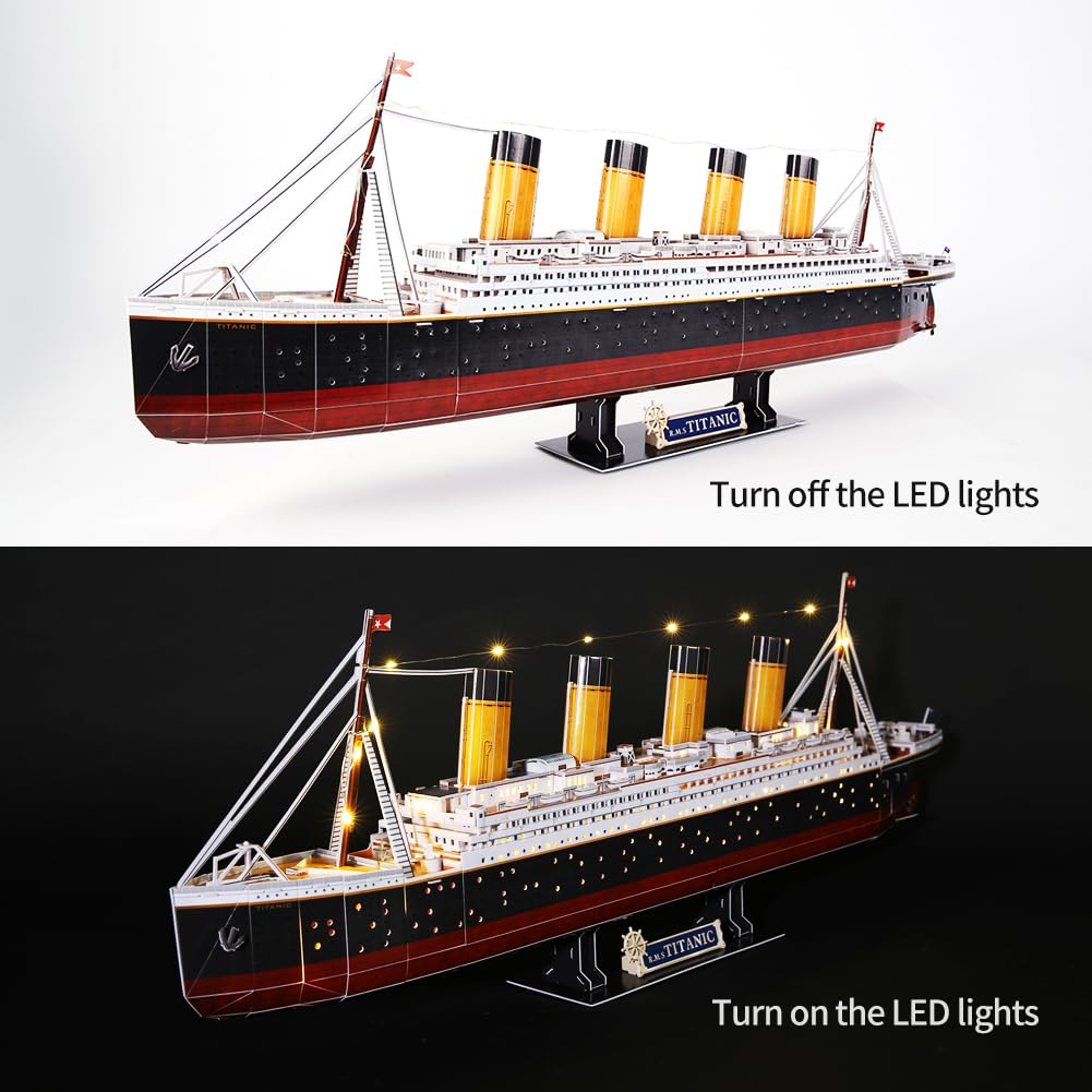 CubicFun LED 3D Puzzle, 88 cm, Titanic Ship Model Toys for Adults and Teens, 266 Pieces