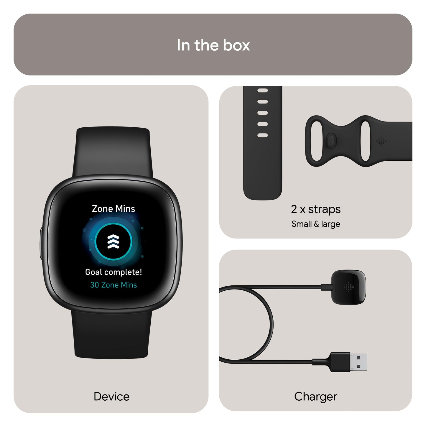 Google Fitbit Versa 4 Fitness Smartwatch with built-in GPS and up to 6 days battery life - compatible with iOS 15 or higher & Android OS 9.0 or higher, Black/Graphite