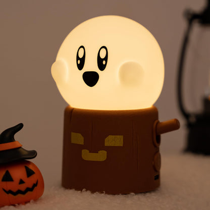 AVEKI Ghost Night Light for Kids, Kawaii Ghost Stump Lamp with Candle Light & Steady on Modes, Dimmable Nightlamp for Baby Nursery, Rechargeable Halloween Night Light Halloween Gifts for Kids