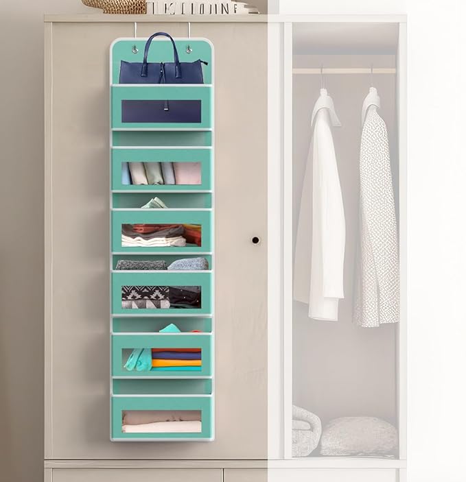 Simple Houseware 6 Clear Window Pocket Over Closet Door Storage Hanging