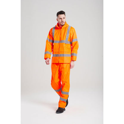 Portwest H440 Men's Lightweight Waterproof Hi-Vis Rain Jacket Orange, Large
