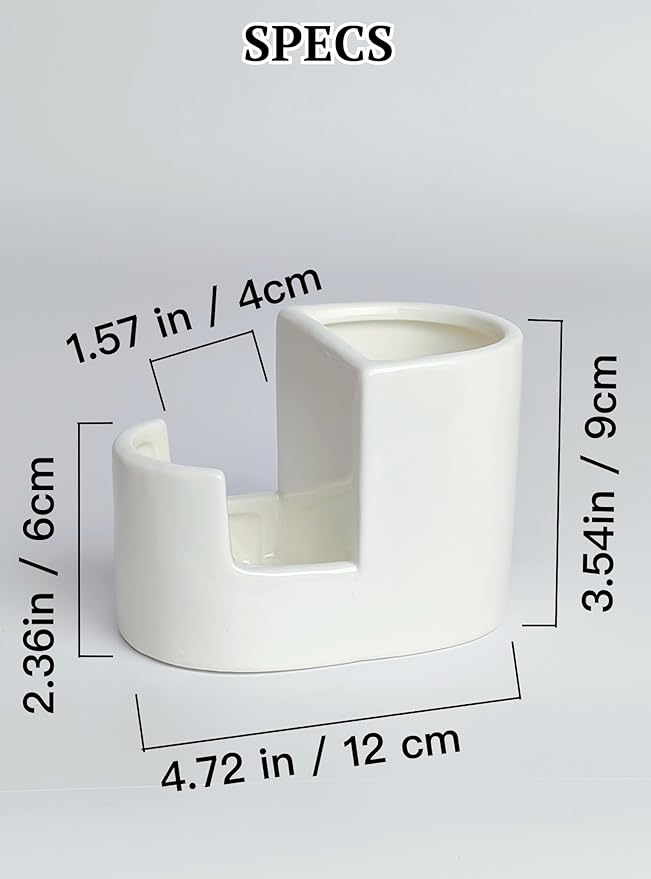 2-in-1 Ceramic Sponge Holder, Dish Sponge and Brush Holder