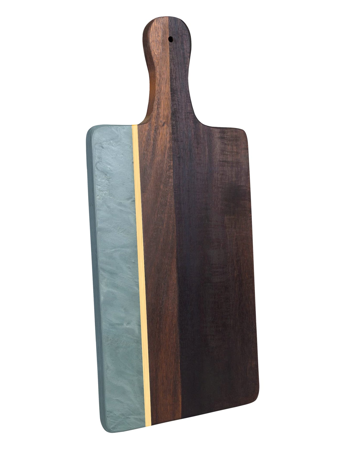 Fkksparkler Cutting Board with Marble and Wood, 16.5”X 7” Cheese Board with Handle,Serving board for Bread, Cheese, Meat, Fruits, and Vegetables, Charcuterie Boards for Kitchen as Serving Trays