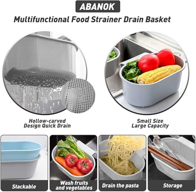 Sink Drain Strainer Basket, Abnaok Multifunction Sink Strainer Kitchen Food