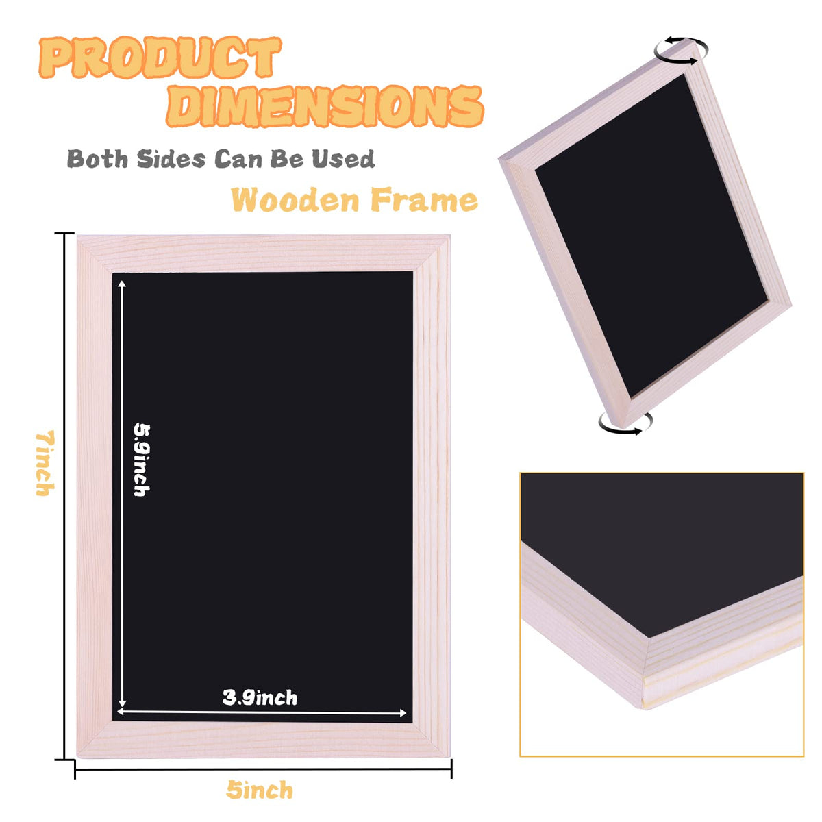 Small Chalkboard with Frames, Mini Wooden Double Sided Chalkboards, Learning and Handwriting Without Tears, Slate Board Signs School Supplies for Classroom Party Home Office,5 x 7 Inch(7PCS)