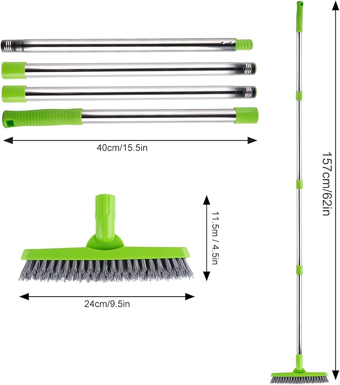 ITTAHO 2 Pack Grout Brush with Long Handle, Swivel Cleaning Grout Line Scrubber