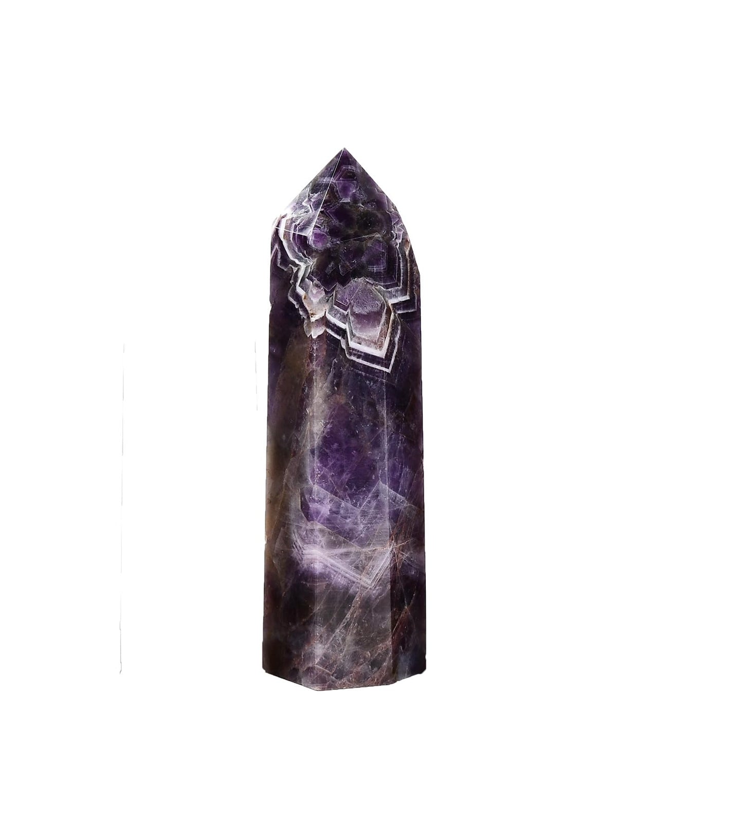 AMOYSTONE Large Crystal Tower Natural Dream Amethyst 6 Faceted Obelisk Healing Crystal Pillar Wand Tumbled Hexagonal Pointed 1-1.7 Lbs Home Décor