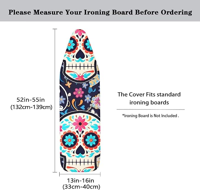 Tribe Floral Skull Ironing Board Cover 15x54 Inch Standard Mexican Skeleton