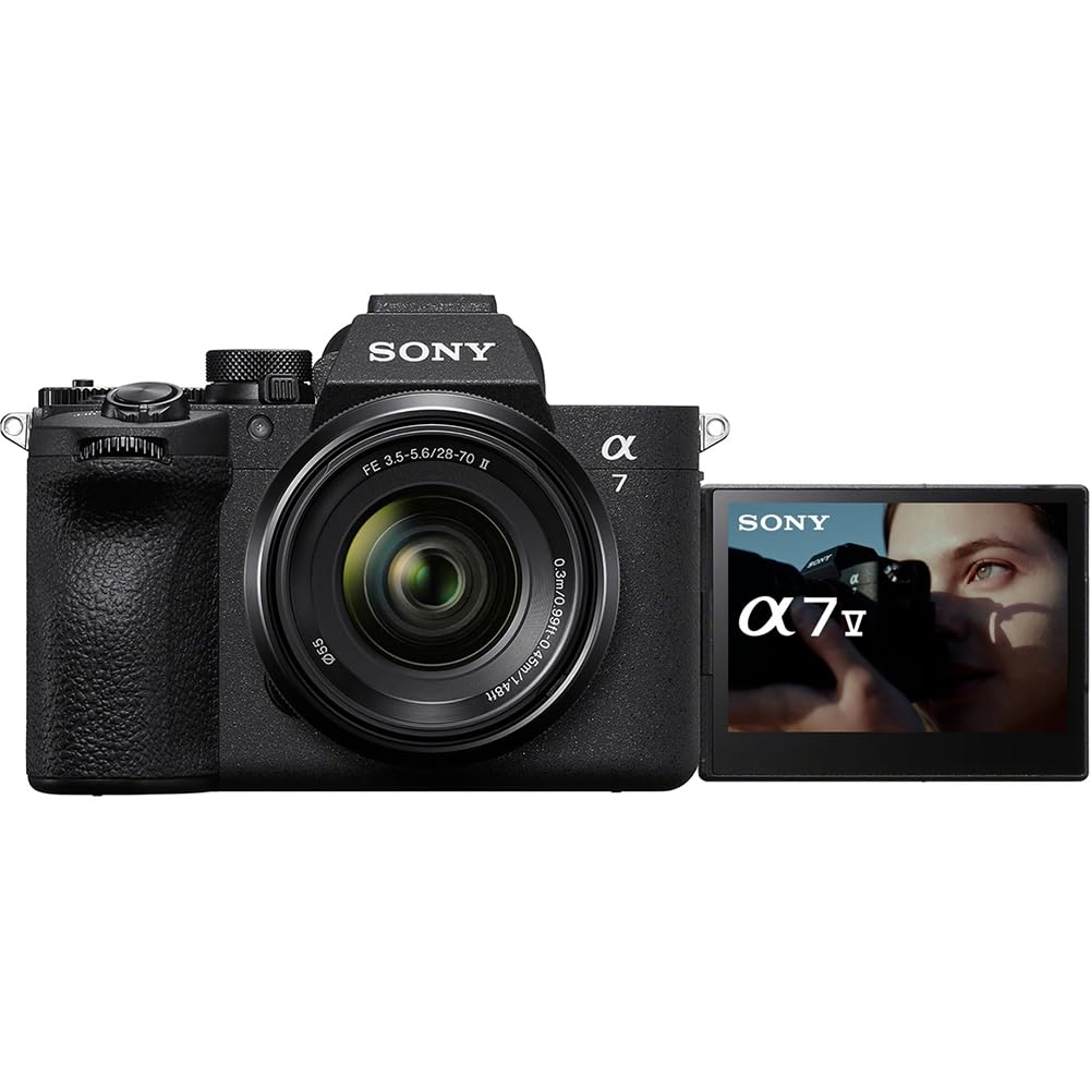 Sony ILCE-7M5M/B a7 V Full-Frame Mirrorless Camera with 28-70mm II Lens Bundle with FE 50mm F1.8 Lens, Flash Speedlight, 72" Monopod, 64GB Card, Corel Photo Video Suite, Deco Photo Camera Bag + More