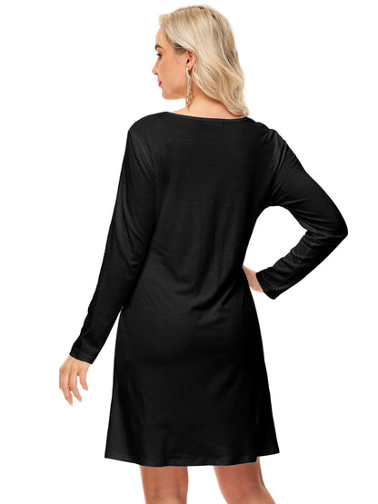 Skeleton Dresses for Women Flare Holiday A-Line Long Sleeve Halloween Costume Dress XL
