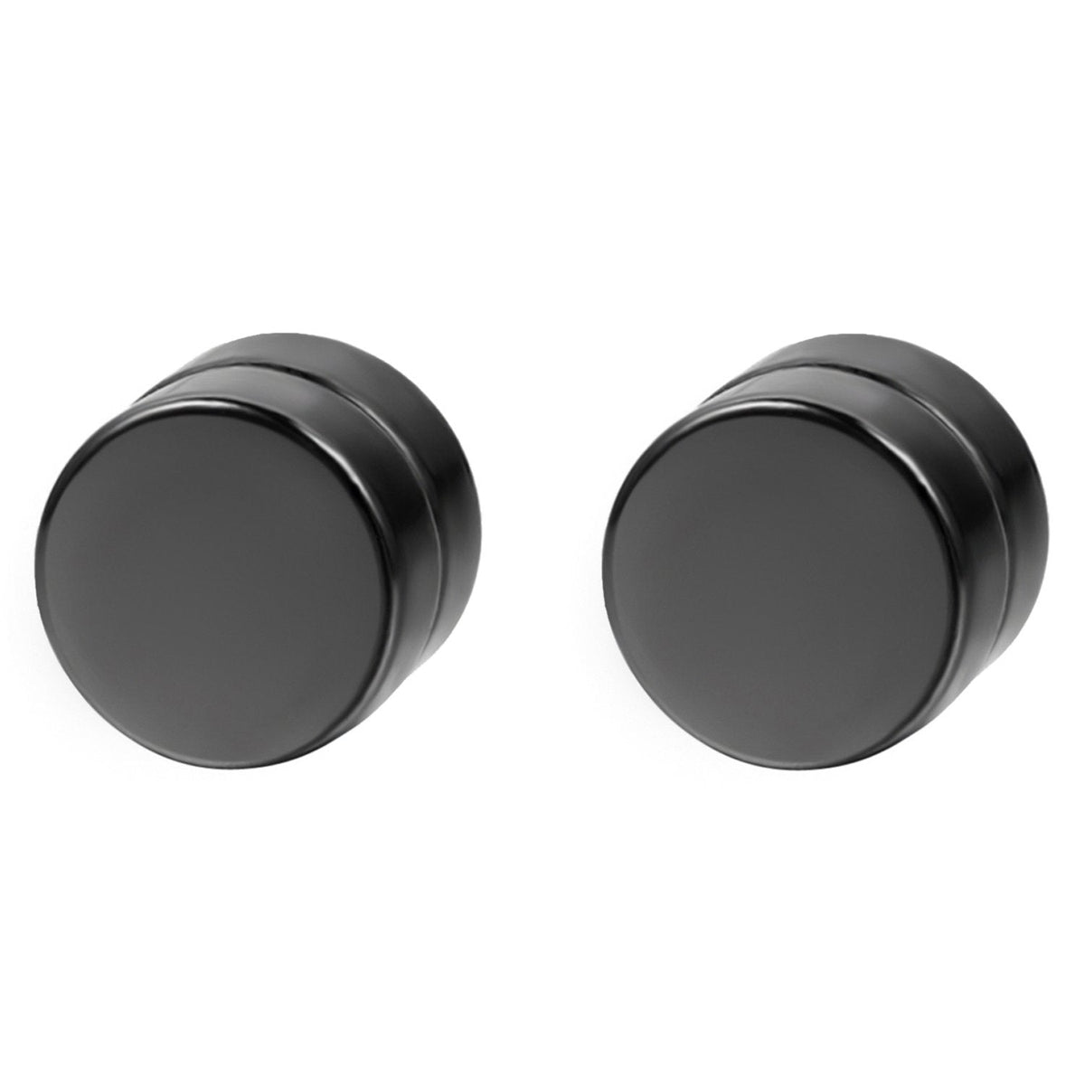 Rofusn Punk 8mm Stainless Steel Black Non-piercing Clip On Fake Cheater Stud Earrings for Men Women