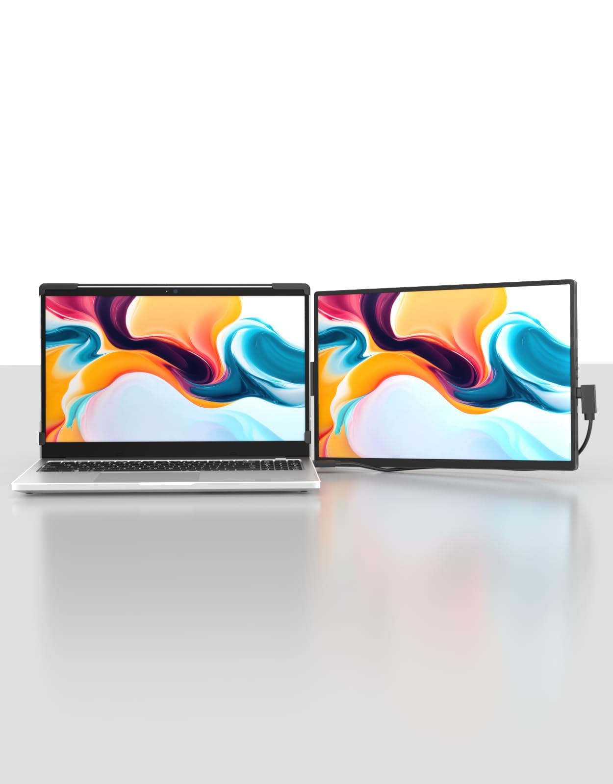 Laptop Screen Extender, 14" FHD 1200P IPS External Portable Monitor for Laptop, Plug & Play Dual Screen Monitor for 14"-17" Laptops, Compatible with Mac, Wins, Chrome, Android, Dex