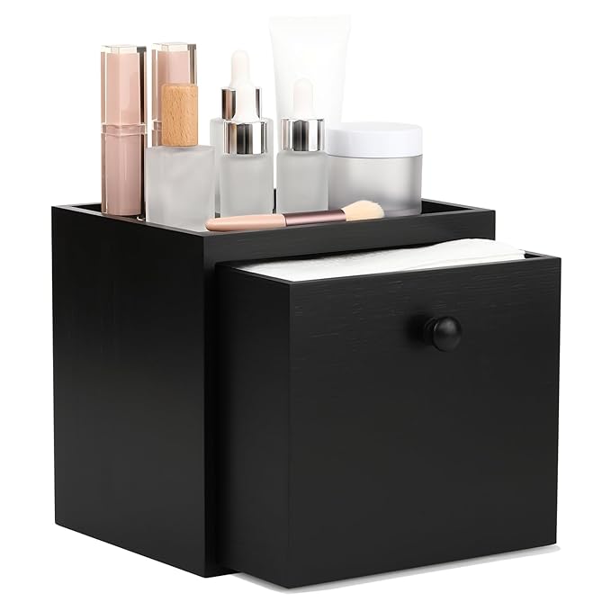 Disposable Face Towel with Bamboo Drawer Storage Box