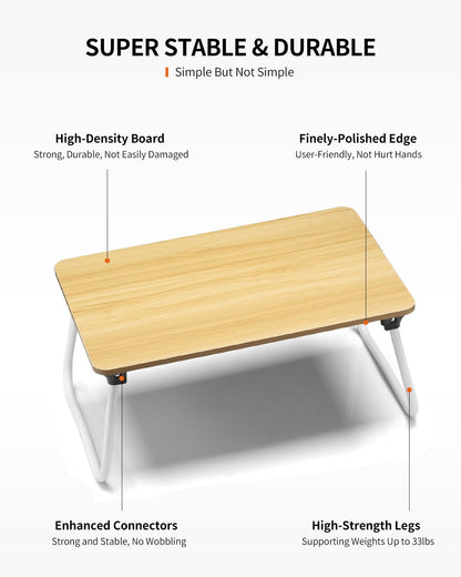 FISYOD Foldable Lap Desk, Laptop Bed Desk, Portable Bed Table, Laptop Stand for Bed & Couch, Lightweight & Mini - Oak