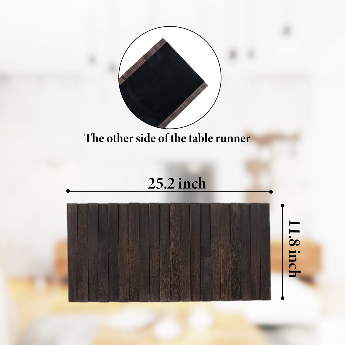 Wooden Table Runner,Natural Durable Wood Table Runner,25 x 12 Inches,Coffee Table Runner with Thick Felt Backing,Table Decorations for Dining Room,Farmhouse Decor,Wedding Decor,Brown