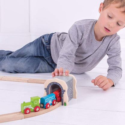 Bigjigs Rail Grey Stone Tunnel, Wooden Train Track Accessories, For Kids