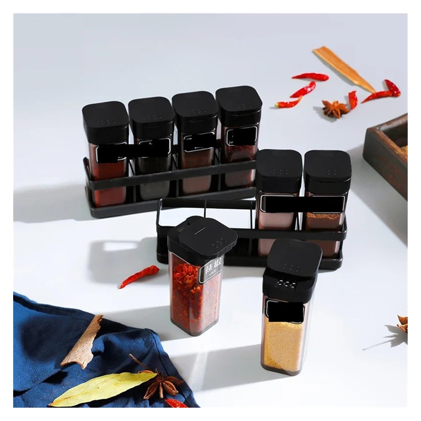 Four-Grid Barbecue Spice Bottle Set, Household Salt Pepper Jar Kitchen Sealed Seasoning Container Organizer(Coffee 1Pcs)