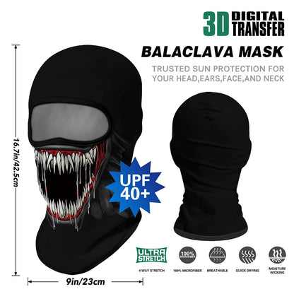 Venswell 3D Balaclava Ski Mask Cool Skull Animal Full Face Mask Cycling/Motorcycle/Halloween Ht-Open Teeth-1