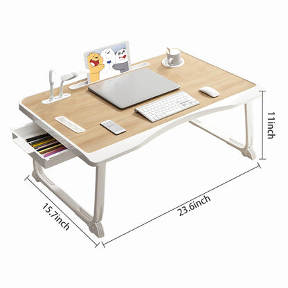 Foldable Laptop Bed Desk with USB Port, Storage Drawer & Cup Holder - Large 23 Inch Portable Lap Tray for Working, Reading, and Writing in Bed