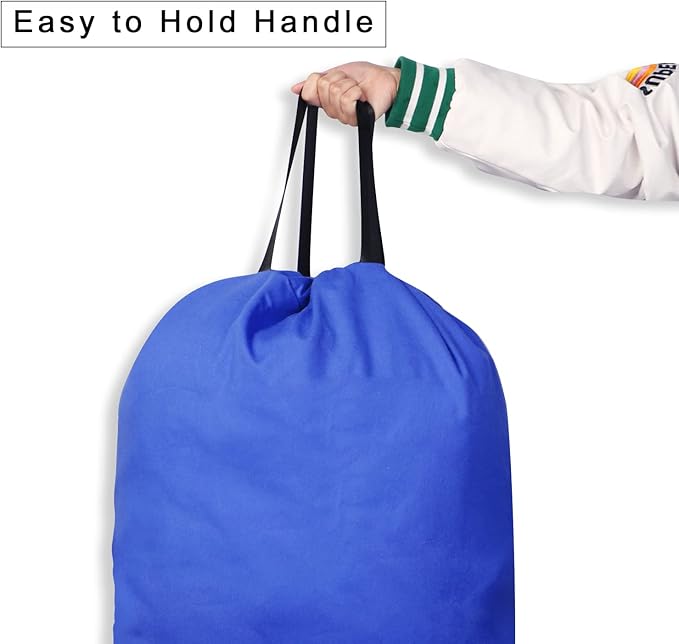 Cotton Canvas Laundry Bag with Handles & Drawstring Straps, Heavy Duty Extra