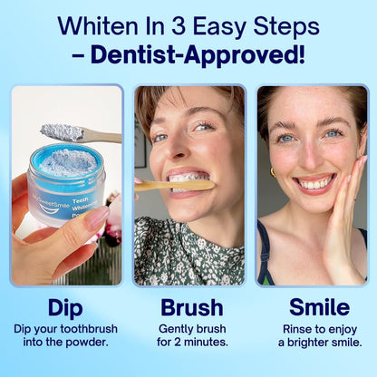 MySweetSmile Dentist-Approved Teeth Whitening Powder - IndyBest Award-Winner - Enamel-Safe & Sensitivity-Free - Cool Mint Flavour - Removes Years of Stains - 6 Month Teeth Whitener Supply