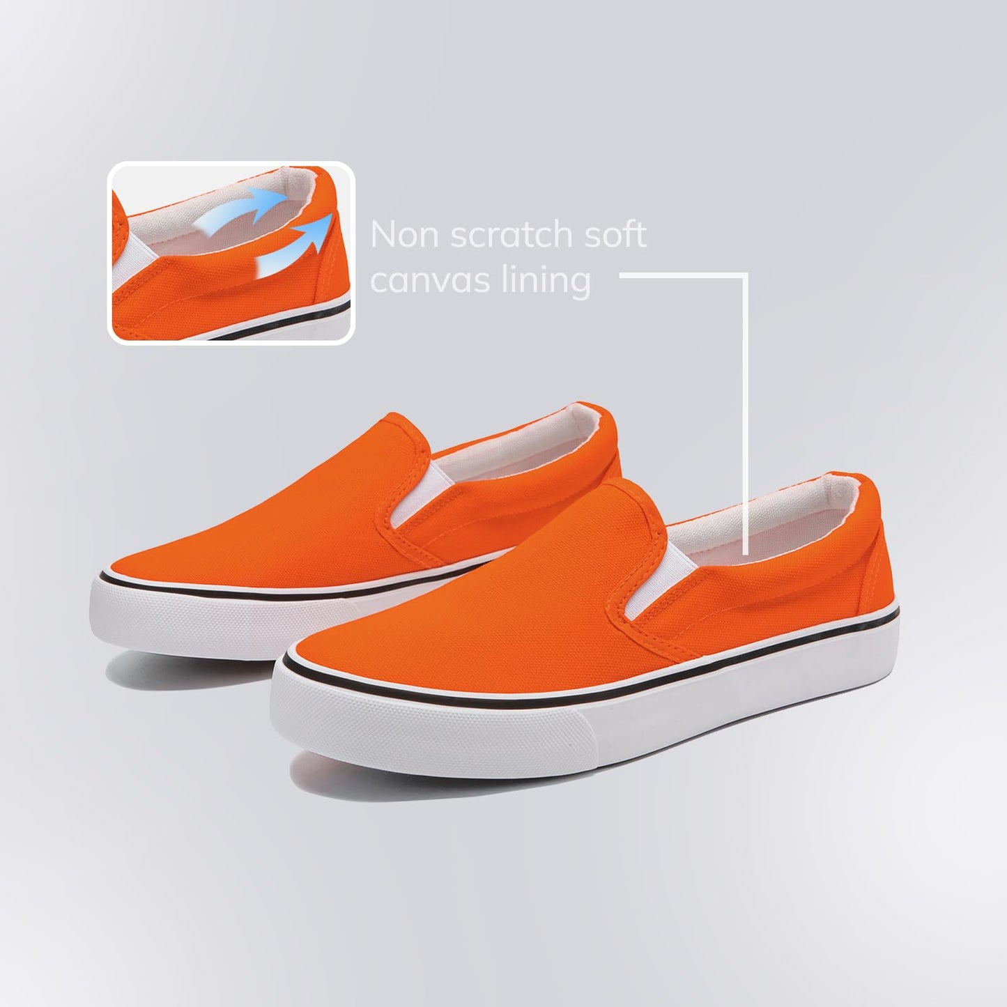 Low-Top Slip Ons Women's Fashion Sneakers Casual Canvas Sneakers for Women Comfortable Flats Breathable Padded Insole Slip on Sneakers Women Low Slip on Shoes (Orange, Numeric_12)