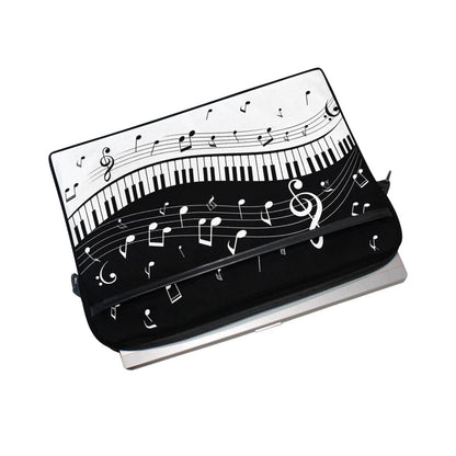 MRMIAN Fashionable Black White Music Note Score 15 inch Laptop Case Shoulder Bag Crossbody Briefcase Messenger Sleeve for Women Men Girls Boys with Shoulder Strap Handle, Back to School Gifts