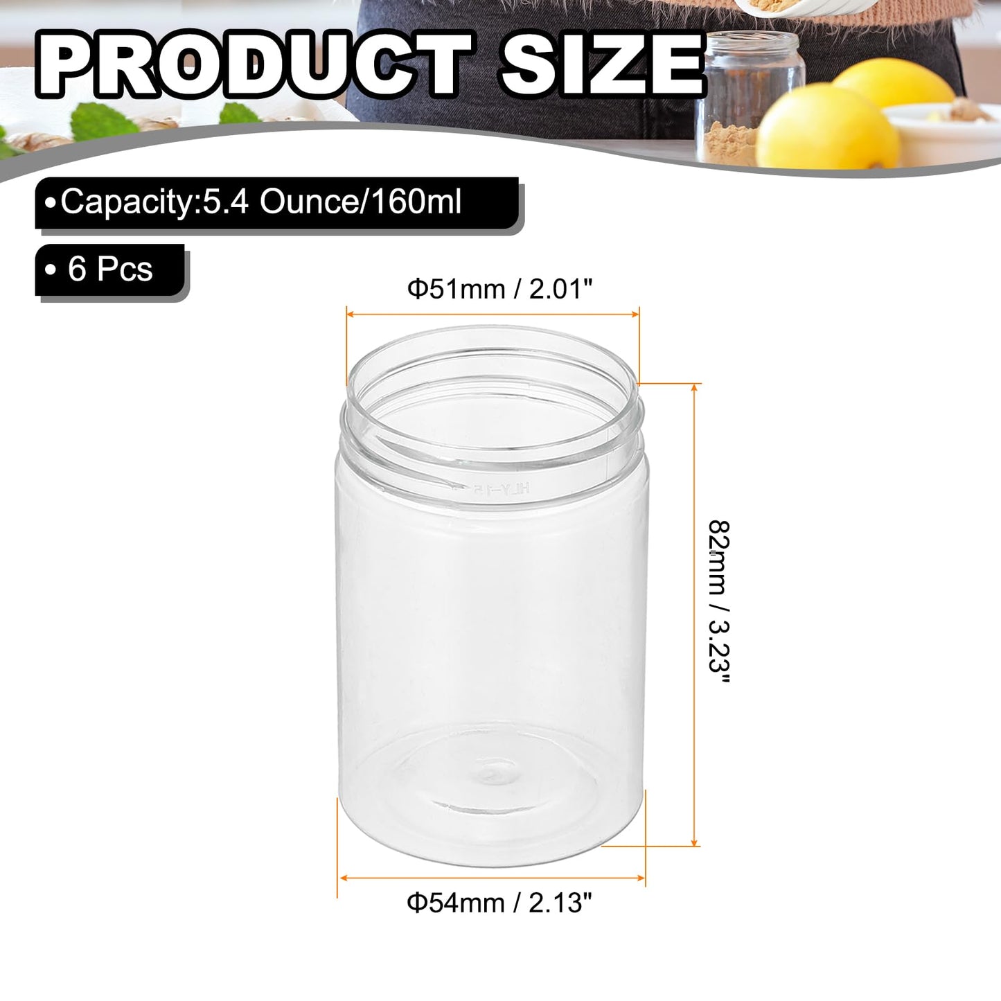 PATIKIL 5.4oz Plastic Spice Jars with Shaker Lids, 6 Pcs Refillable Empty Seasoning Containers Bottle with Label Marker Pen for Storing Spice Salt Herbs Powders Condiment, Clear
