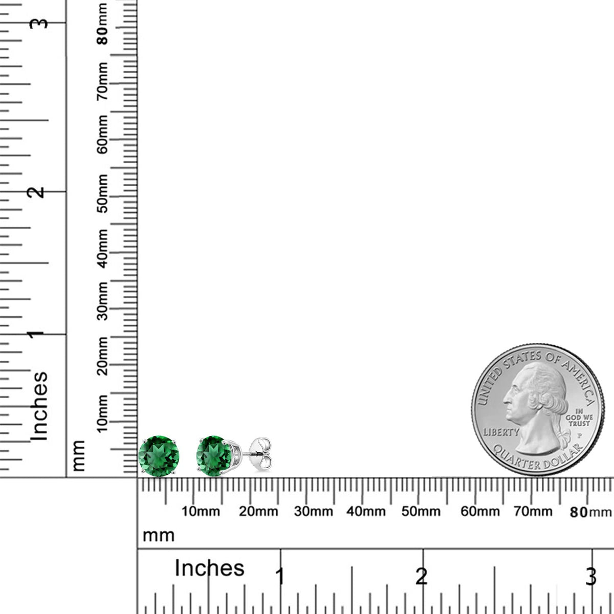 Gem Stone King 2-4 Cttw Round Gemstone Birthstone Stud Earrings For Women Men | 925 Sterling Silver | Round 7MM | Fine Jewelry Gifts for Women Her Mom Wife Men | Nano Emerald-May