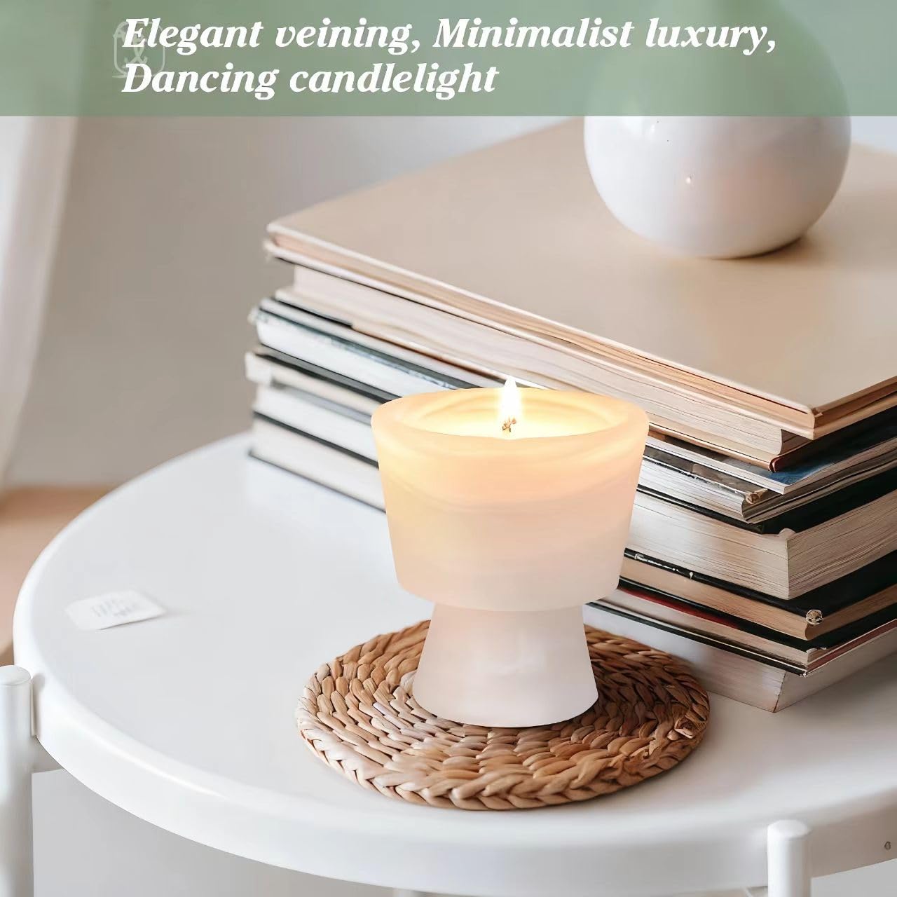 Translucent Stone Candle | Hanndcrafted Marble Container |Warm Glow Home Decor |1 Set | Soy Wax | Non-Toxic | Reusable Keepsake Container | Story of Stone |Unique Gift