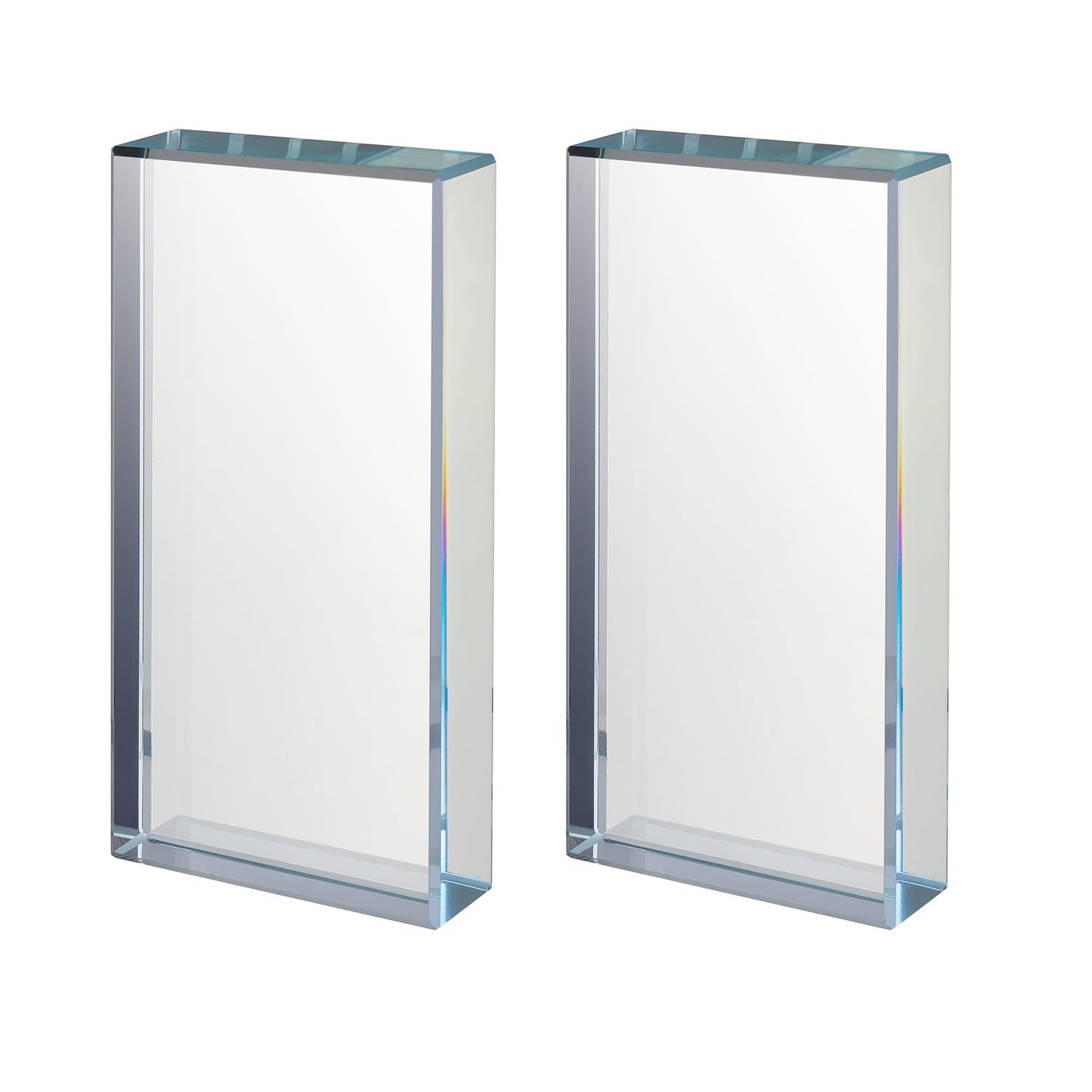 ‌vskikris Glass Paperweight 2pc Set - Clear Transparent Paperweights for Office, Home Decor & DIY Crafts - Desk Organizer for Books, Documents (3.9"L × 2"W × 0.7"H)‌‌
