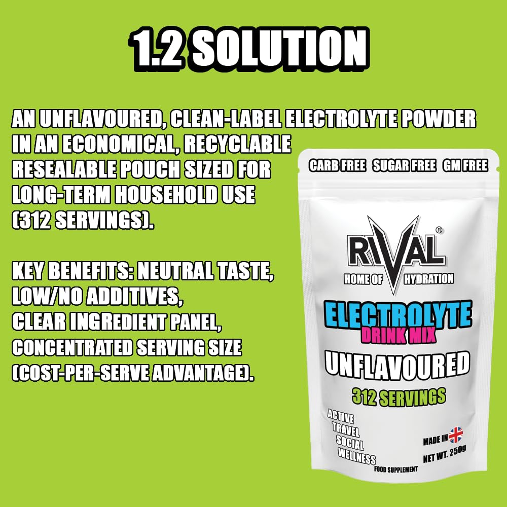 312 Servings Electrolyte Powder 250g Unflavoured add to Flavour Drink of Your Choice, Sugar Free, Zero Sweetener, Vegan, Keto Friendly, Snake Diet Fasting Salts - Made in The UK Scoop Included