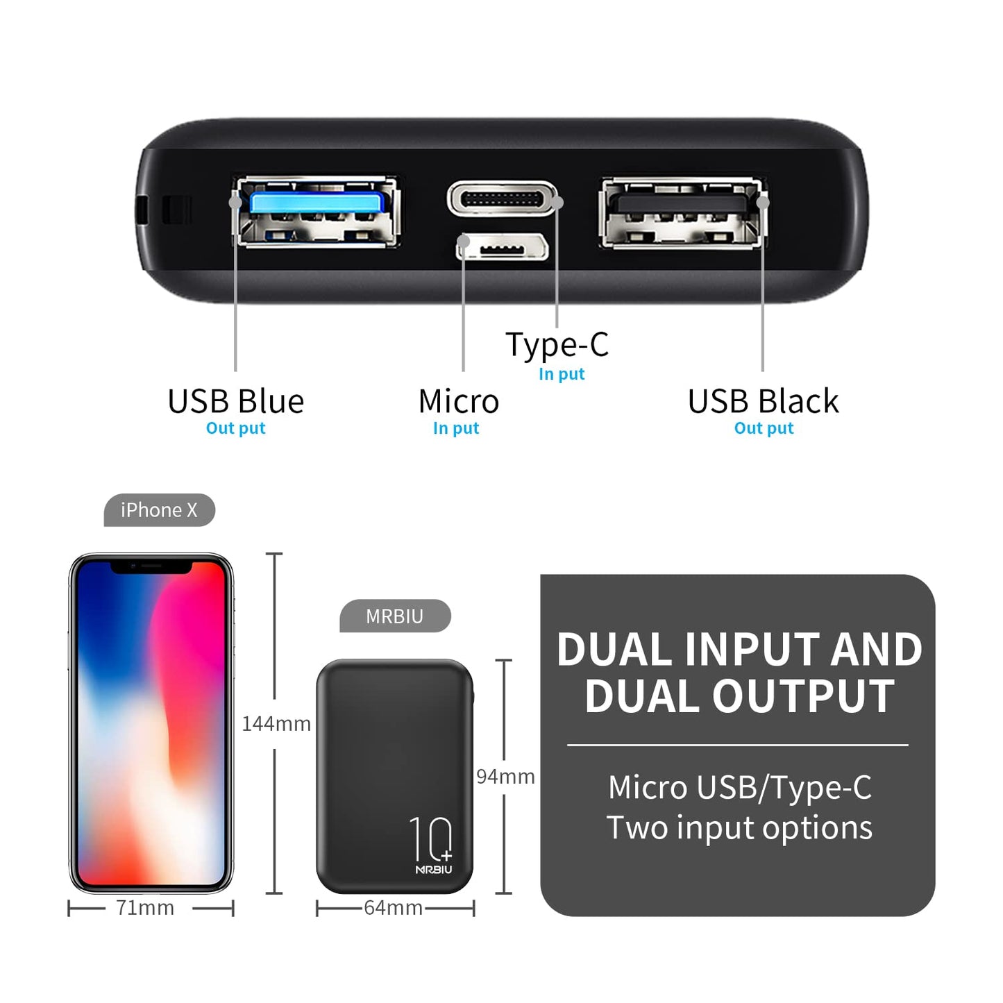MRBIU 5v 2a Heated Vest Battery Pack, 10000mah LCD Display Power Bank for Heated Jacket,Heated Coat,Heated Clothing,Heated Pant,Heated Hoodie,USB Heated Blanket,Heated Seat/Chair.
