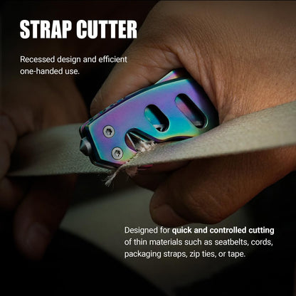 Legal Rainbow Pocket Knife with Glass Breaker Seatbelt Cutter - 2.68 Inch Sharp Serrated Blade - Cute Small Folding Womens Knives for Self Defense EDC Camping - Birthday Gifts for Women - 6655 R