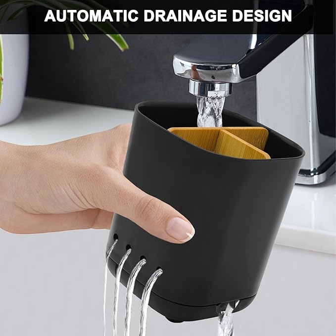 Toothbrush Holder with Bamboo Divider, Detachable