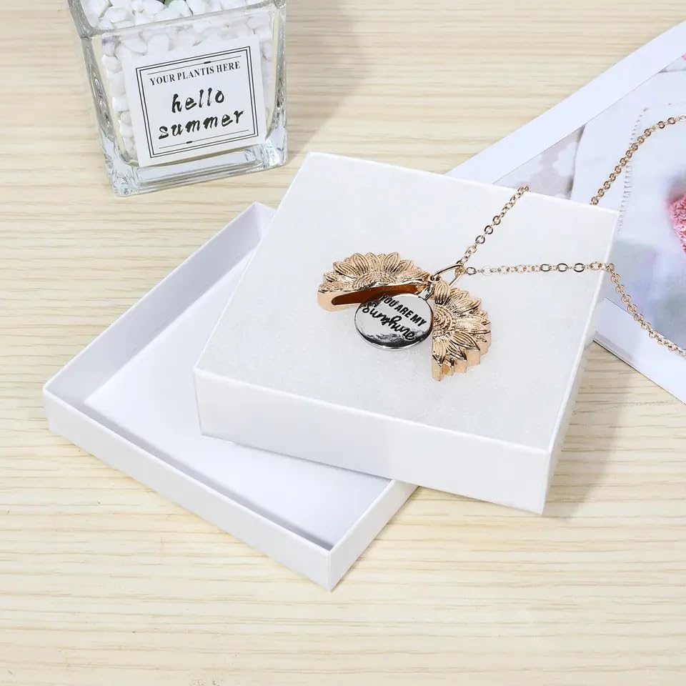 RJ Displays 6 Pack Cotton Filled White Color Paper Cardboard Jewelry Necklace Bracelets Watch Gift and Retail Boxes Size 7 1/8" x 5 1/8" x 1 1/8" Inch (White)