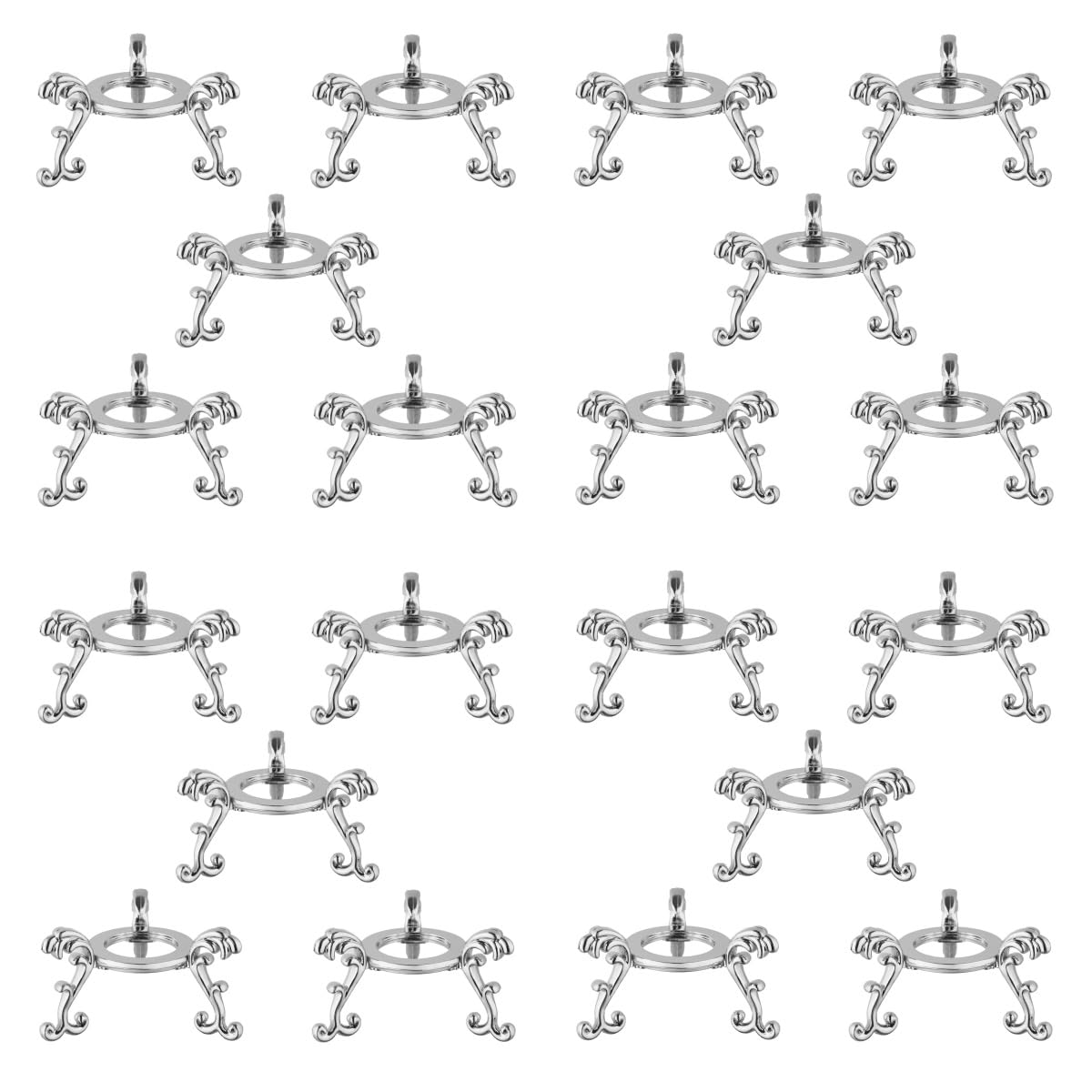 vskikris 20pcs Small Silver Crystal Ball Sphere Holders - 2in Metal Crystal Stone Display Stand