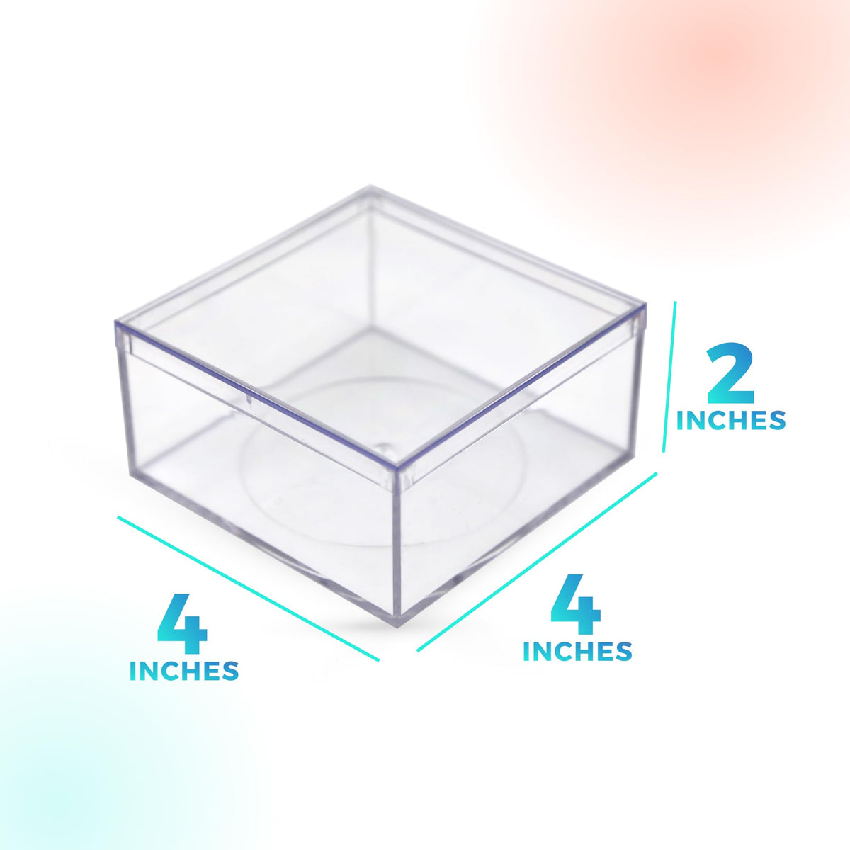 Gary Plastic Packaging Set of 6 Acrylic Boxes with Lids, 4" Square x 2" Tall, Made in USA, Clear Display Case for Collectibles, Rocks, Seashells and Crafts Storage & Organization