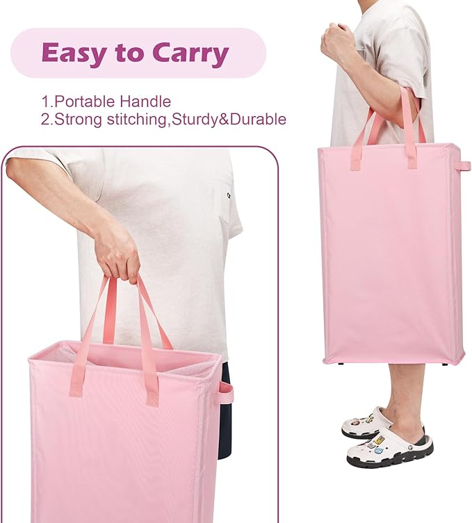 Odonata Slim Laundry Hamper Handles Collapsible Laundry Basket Thin Dirty