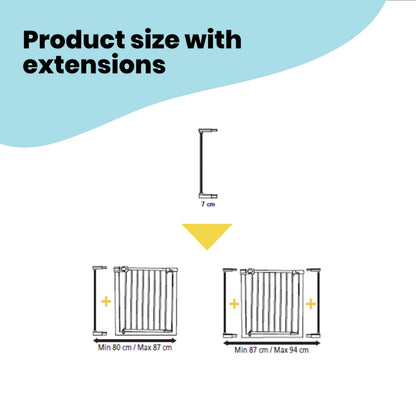 Safety 1st Easy Close Extra Tall Metal Gate, Baby Stair Gate Pressure Fit, 73-80cm (max. 94cm), Extra Tall Gate (91cm), Easy-Closing Baby Safety Gate, No-Screw Installation (No Drilling), White