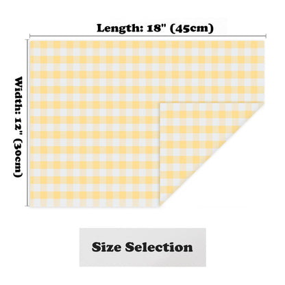DUOBAO Plaid Checkered Placemats Set of 4 | 18x12 Inch Holiday Table Mats for Christmas, Weddings, Family Dinners | Machine-Washable Yellow Design