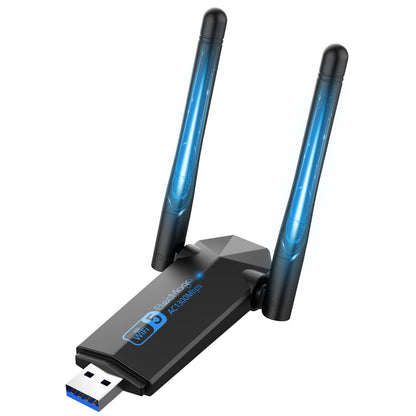 ElecMoga 5dBi Dual Band 5GHz USB Wifi Computer Adapter, 1300Mbps, Supports Windows 11/10/8/7/Vista/XP, Mac OS 10.9-10.15