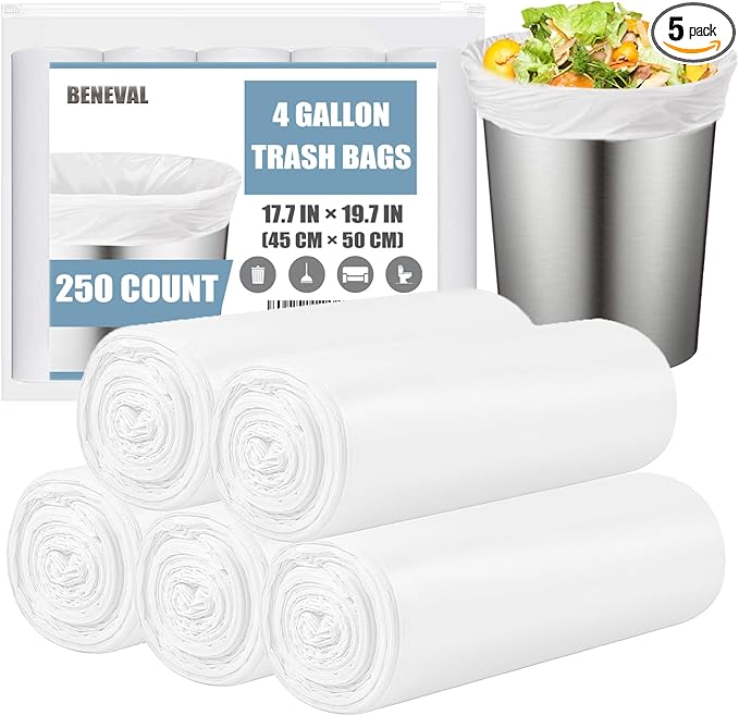 4 Gallon Small Trash Bags, Transparent