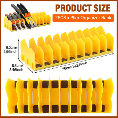 Plier Pro No-Slip Plier Organizer,2 Pcs Pliers Rack with Rubber Base,Holds 10-Tools of Any Size,Durable & Long-Lasting Tool Storage Box Rack for Pliers,Cutters,Other Small Tools