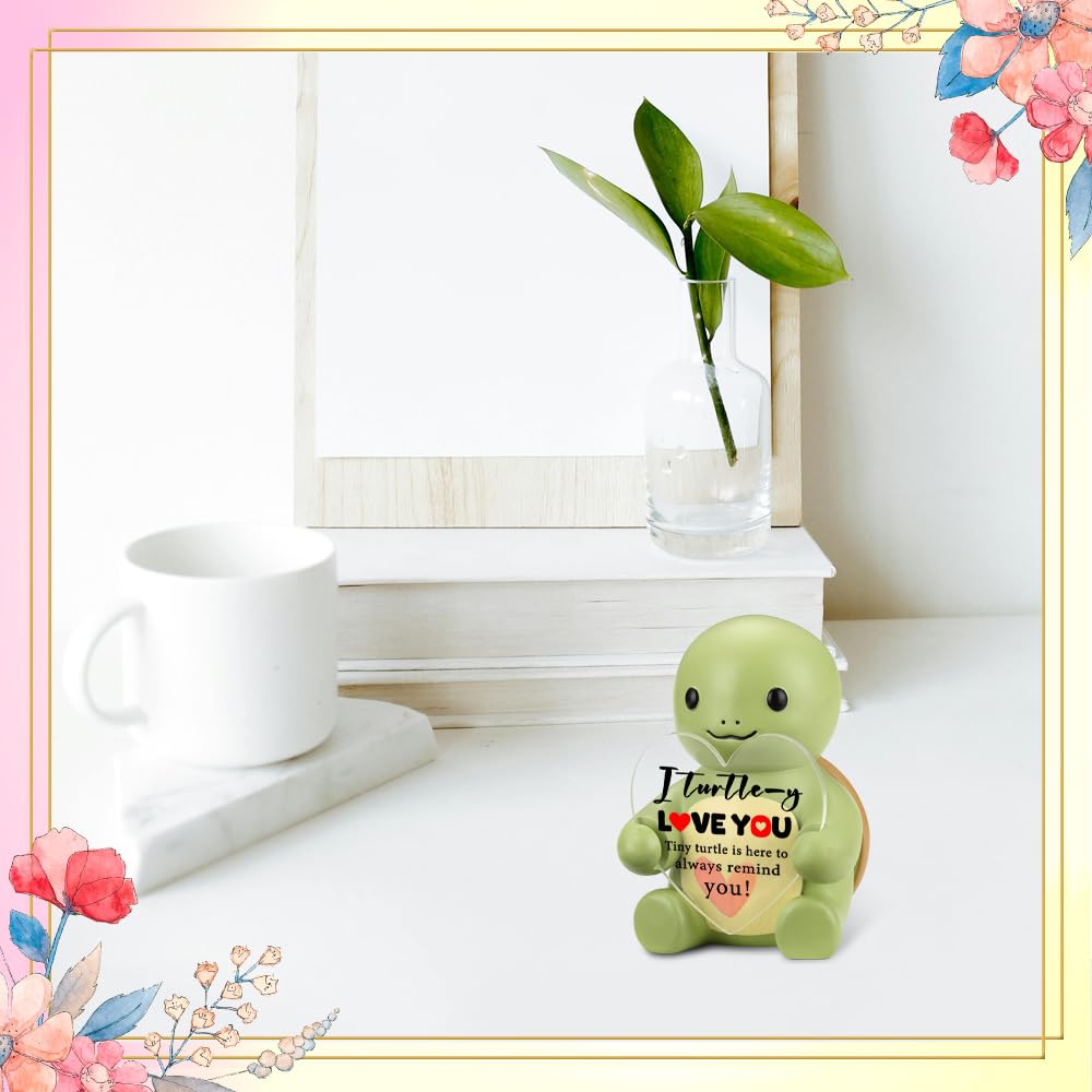 FOUGSTA Inspirational Office Decor, Cute Turtle Heart Gift for Kid, Teen, Positive Desk Decor Gifts for Women, Men, Cute Heart Turtle Decor for Home Office, XXS5