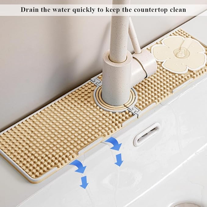 Faucet Mat for Kitchen Sink Splash Guard, 15 Inch Long Faucet Draining Mat