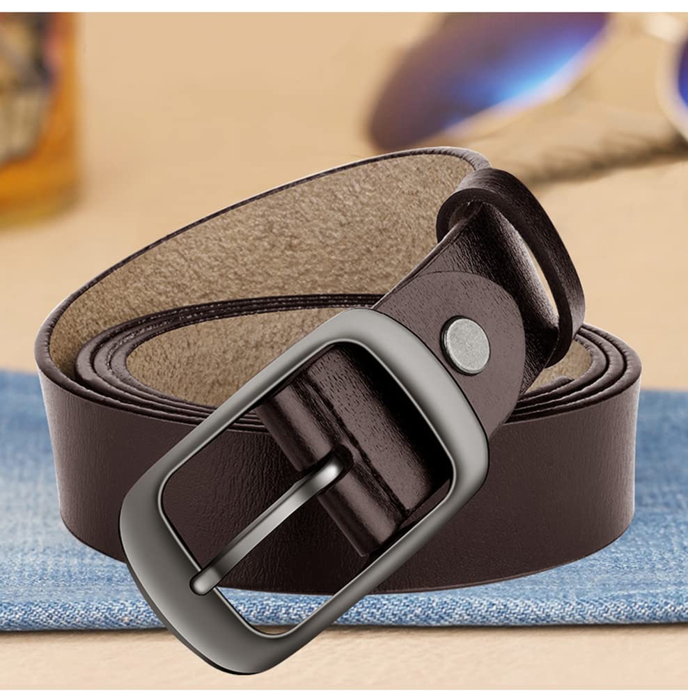 West Leathers [2 Pack Women's Belts Genuine Leather Belts, Fashion Cowhide Waist Belt with Pin Buckle for Jeans Pants and dresses Black&Brown